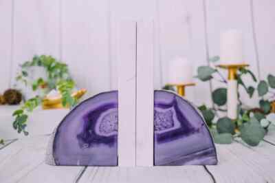 3 to 6 lb Agate Book Ends, Purple Agate Bookend Pair - Geode Bookend  Home Decor