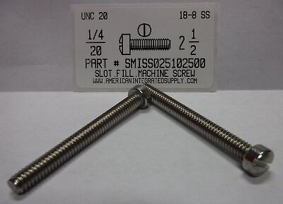5 1//4-20x2-1//2 Fillister Head Slotted Machine Screws 18-8 Stainless steel