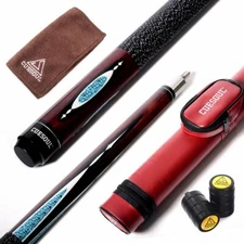 CUESOUL 58 Inch 19oz  Maple Billiard Stick Pool Cue Set 12.75mm Tip Date Red