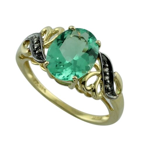 Apatite Gemstone Cocktail Green Ring Size 7 18k Yellow Gold Indian Jewelry - Photo 1/6