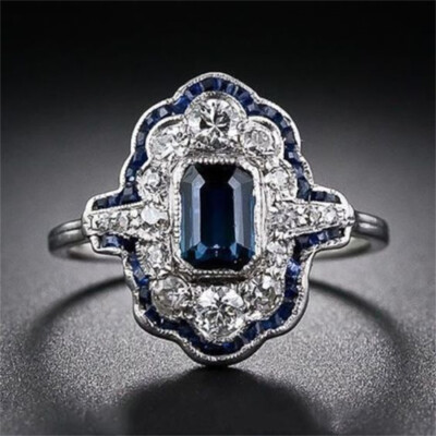 925 Silver Rings Romantic Cubic Zircon Women Anniversary Party Jewelry Sz 6-10