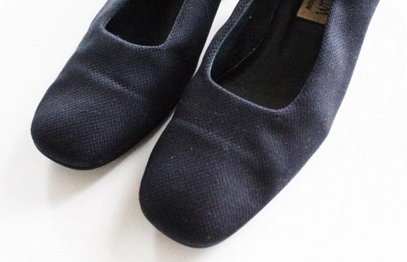 Коллекция Atrium | Винтажные темно-синие туфли на каблуке с закрытым круглым носком 80-х | размер 10 М - Изображение 4 из 4