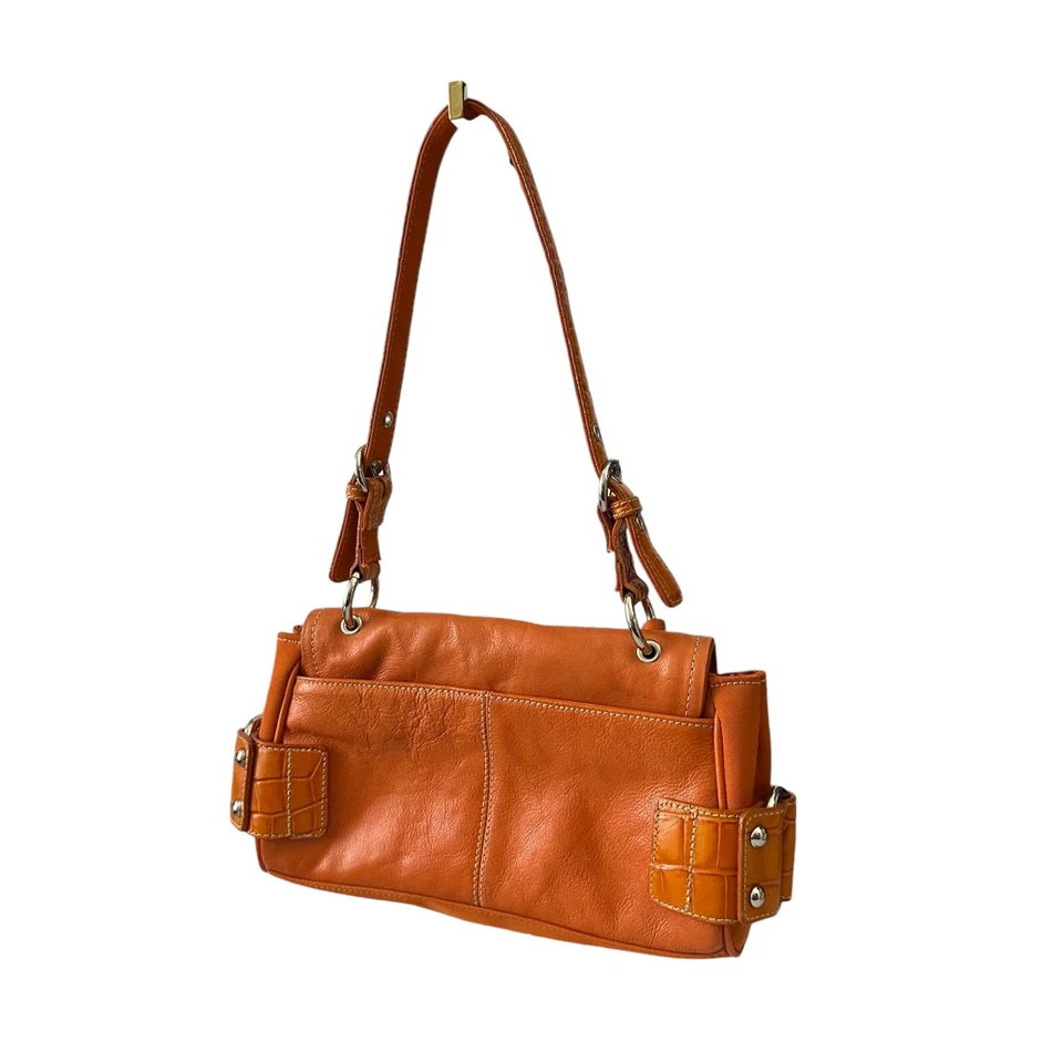 De Colección Y2K Años 90 Naranja Neón Cocodrilo Hombro Hobo Cartera Solapa Rave Kidcore Hada Foto 2 de 4