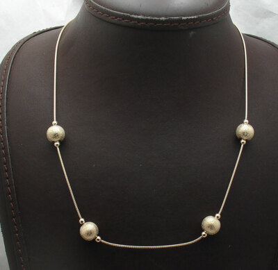 Glitzer Glitzer Perlen Kugel Schlangen Gliederkette Halskette echt massiv 14K Gelbgold 