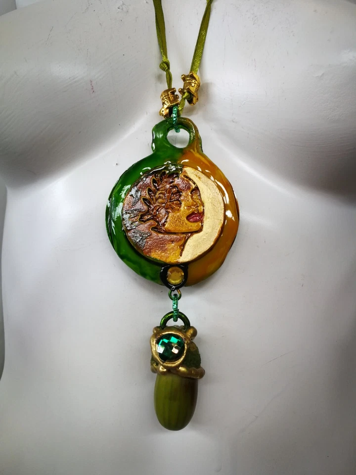 Зеленый талисман ведьма викка амулет подвеска лес дух проводник природа желудь - Изображение 4 из 4