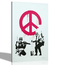 CND Soldiers By Banksy Canvas Wall Art Prints Framed Pictures Office Bar Room