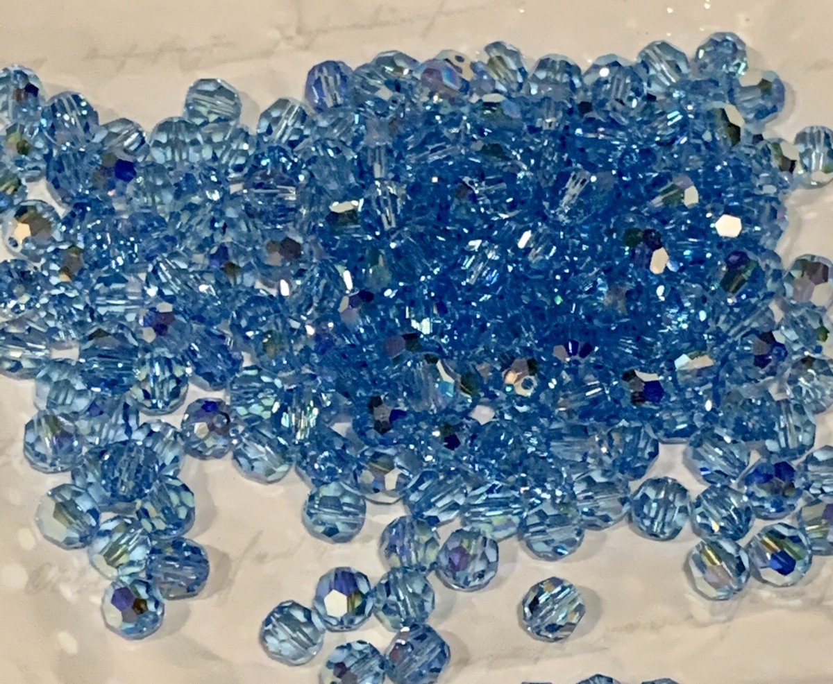 Swarovski 5000 Aquamarine (202) Aurore Boreale (AB) 6mm 200 PIECES! #57
