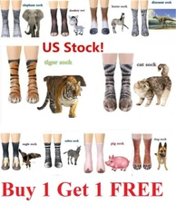 kids 3D Printed Animal Paw Crew Socks Unisex Cosplay Novelty Cotton Socks cat