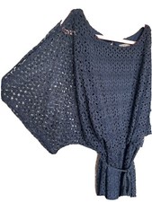 Roz & Ali Women SZ 16W Navy Lace Crochet Dolman Short Sleeve Cottage Core Dress