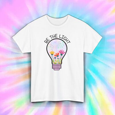 Be the Light Shirt Floral Bulb Positivity Inspirational Graphic Tee S-5XL