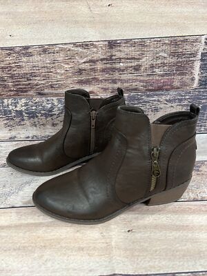 G by Guess Women's TROYE-F Ankle Boots Shoes Zip up Brown Size M