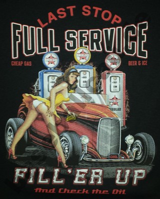 T-Shirt #625 FULL SERVICE OLDSCHOOL HOTROD Dragster Pin Up V8 Rockabilly