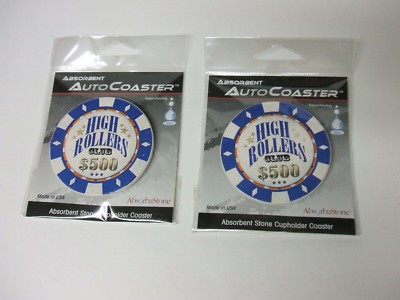 SET of 2 Absorbent Auto Coaster - High Rollers Club $500 - NEW
