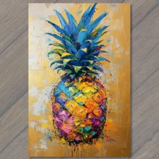 Art Print Colorful Pineapple Gold Rainbow Fruit Tropical Bold Upside down