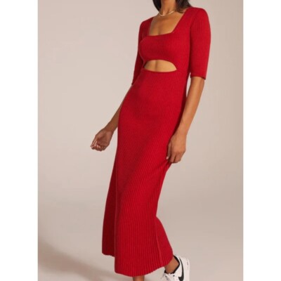 FAVORITE DAUGHTER The Crush Cutout red Ribbed Knit dress size M
