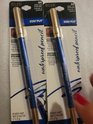 Milani Stay Put Waterproof Eyeliner Pencil 05 Keep On Sapphire Blue Lot of 2