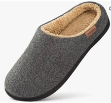 VeraCosy Mens dark grey backless sherpa style slippers UK Size 6-7