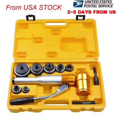 6 Dies 6 Ton Hydraulic Knockout Punch Driver Set Hand Pump Hole 11-gauge 2-5 day