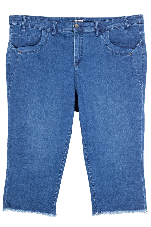 sheego Caprijeans Stretchjeans 3/4 Hose Sommerhose Damen Slim Fit Blau Plusgröße - Bild 1 von 1