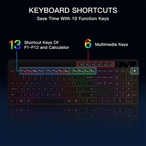 Keyboard Mouse Combo with Backlit Ergonomic Keyboard with Phone Tablet Holder - 第 4/17 張圖片