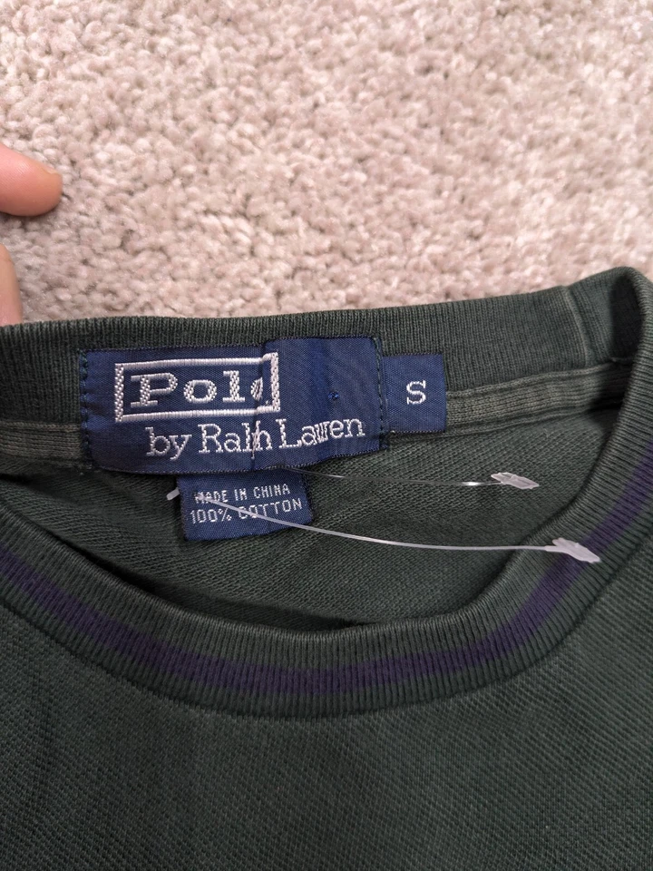 Camisa polo masculina de malha Ralph Lauren campainha pequena verde tripulação algodão vintage anos 90 - Imagem 4 de 4