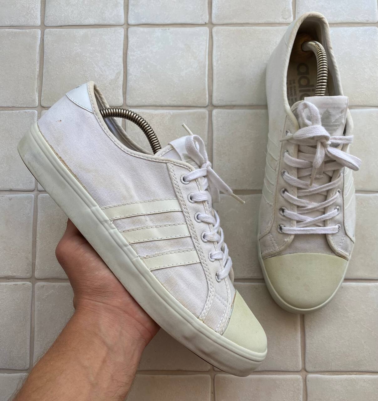 Vintage 80s Adidas Canvas Sneakers Trainers Shoes Color White | eBay