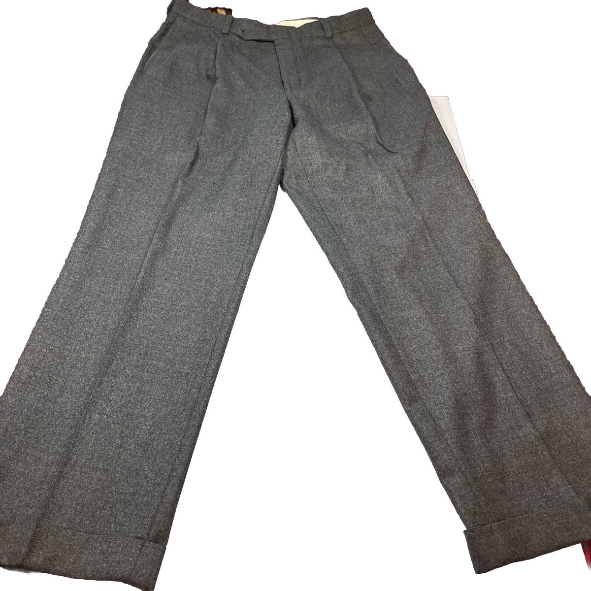 Nautica 34x30 GRAY Wool PANTS Pleated Front Straight Leg Cuffed