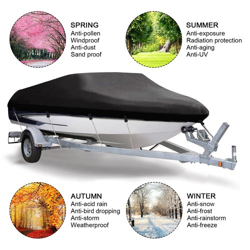 Heavy Duty Waterproof Boat Cover 17ft-19ft Trailerable for V-Hull Runabout Boat - Imagen 10 de 17