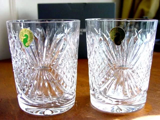 Waterford THANKSGIVING Tumblers Double Old Fashioned Glasses (2) IRELAND New/Box