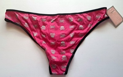 VERY SEXY HOT Pink W/ SKULLS   COTTON BLEND High Leg Thong Panty NWT XXXL 3XL 