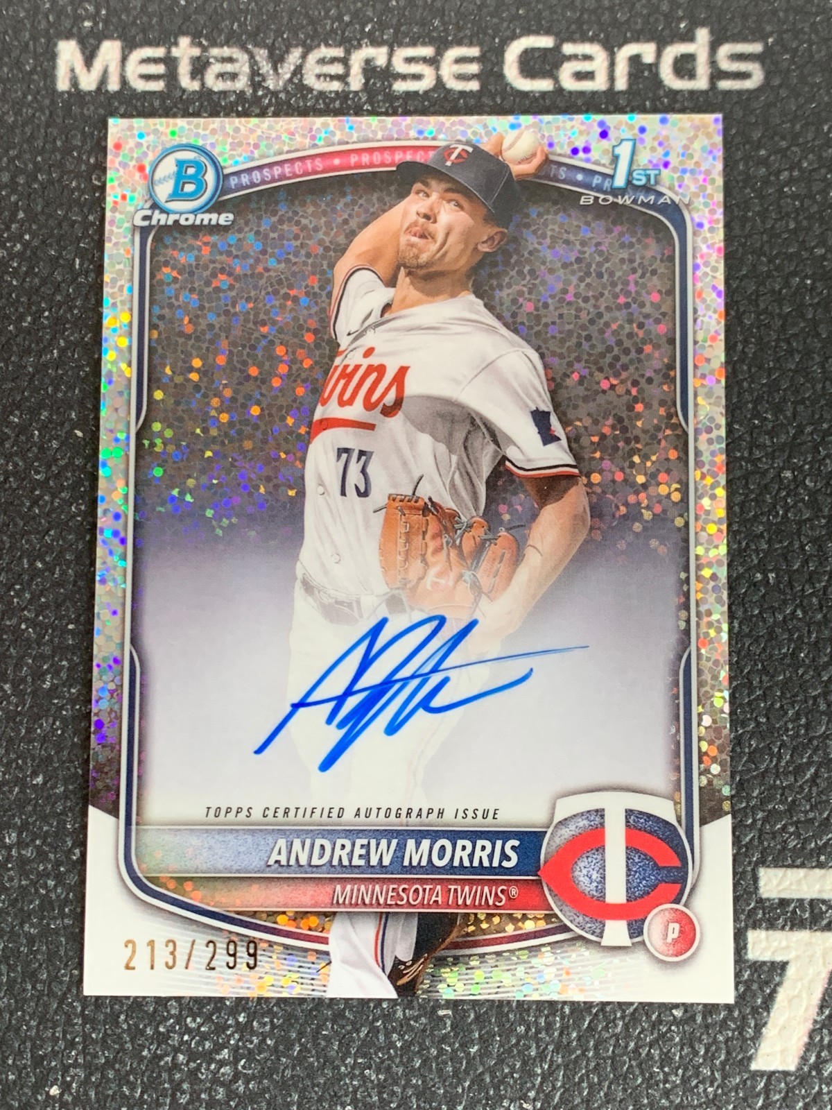 2025 Bowman Chrome 1st Prospect Autograph Speckle Andrew Morris 213/299 Twins