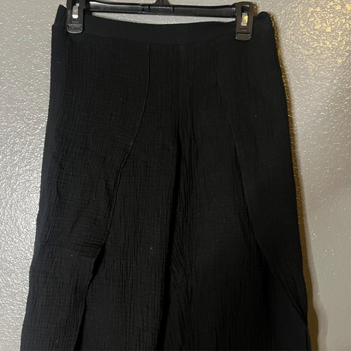 Pantalone donna nero gamba larga taglia M (W14 L29 cucitura interna 27) boho casual flow - Foto 7 di 7