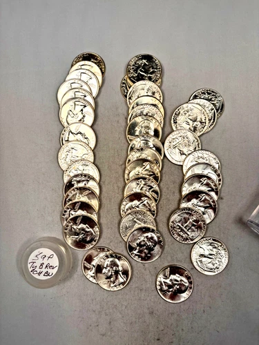 1959P WASHINGTON QUARTER 90% SILVER CH. BU BRILL UNC 40 COIN ROLL TYPE B REVERSE