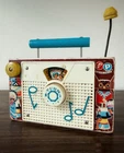 Vintage 1961 Fisher Price Wooden TV-Radio Ten Little Indians Wind Up Music Box
