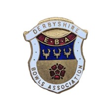 Derbyshire Bowls Association Enamel Vintage Pin Badge Bowls Sports HW Miller