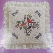 Janlynn candlewicking embroidery Birds  Berries pillow kit 004-0771 cardinals