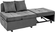 4-in-1 Convertible Sofa Bed with USB Ports, Adjustable Backrest, Light Grey