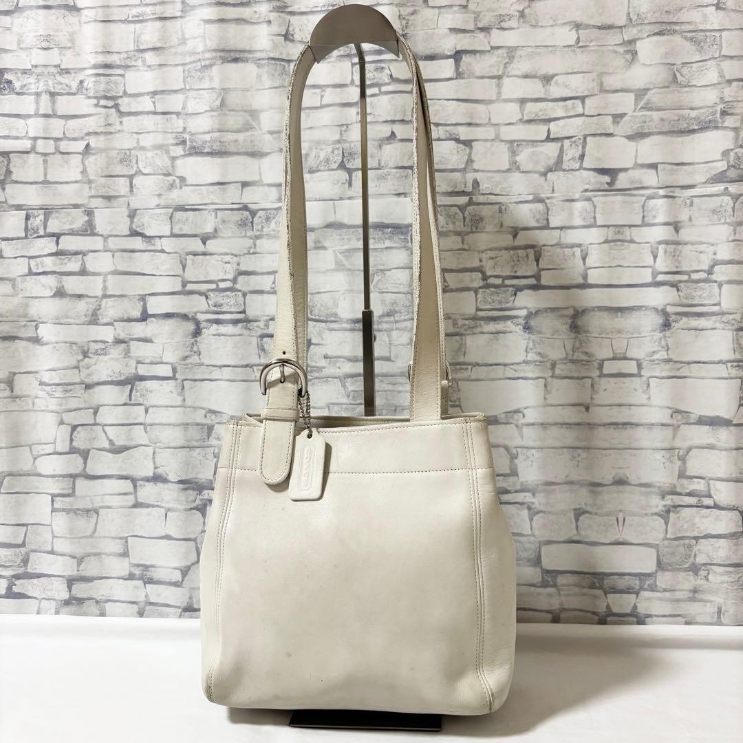 Old Coach Leather Shoulder Bag 4157 White Small G128 thumbnail 3