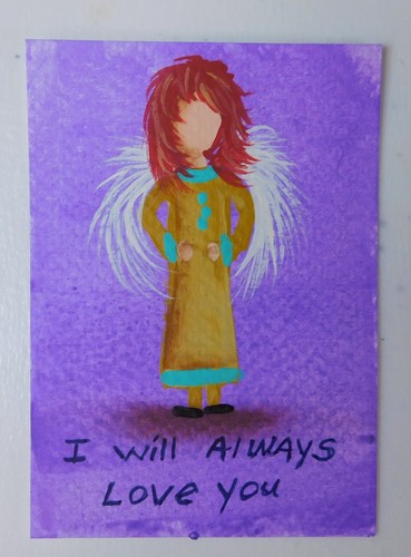 ACEO Angel Hugs I will Always Love you Magnetic Sleeve Original Art by Rain Crow