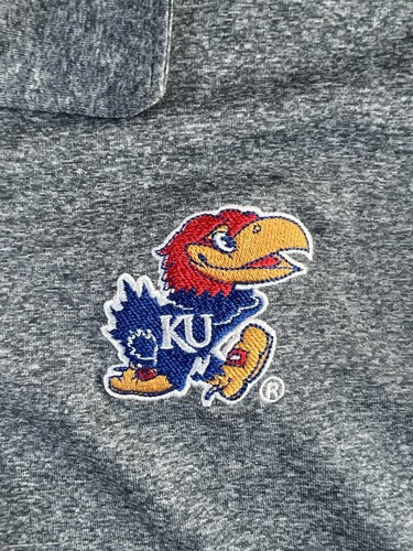 Champion Kansas Jayhawks Polo Shirt Mens XL Gray NCAA Basketball KU Golf - Picture 2 of 4