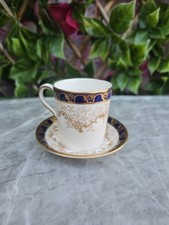 Antique Victorian Powell Bishop & Stonier Demitasse Cup &Saucer  Cobalt Gold 