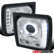 Fit 1997-2001 Jeep Cherokee Halo Projector Headlights LED Strip Head Lamps 97-01