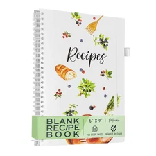 6x9 Fresh Greens Blank Recipe Book, Write In, Journal, Notebook, Cookbook