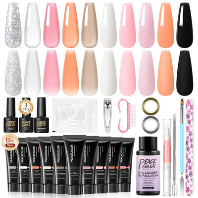 Poly Nagel Starter 10st Farben 16ml Nagelverlängerung Gel Kit Base Top Coat Matt