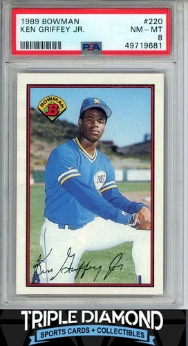 1989 Bowman #220 Ken Griffey, Jr. Rookie RC Mariners PSA 8 NM-MT H469