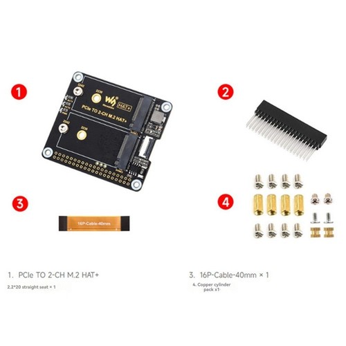 for 5 Dual Channel PCIe to M.2 Expansion Board NVMe SSD HAT+ Standard3768 - Afbeelding 5 van 9
