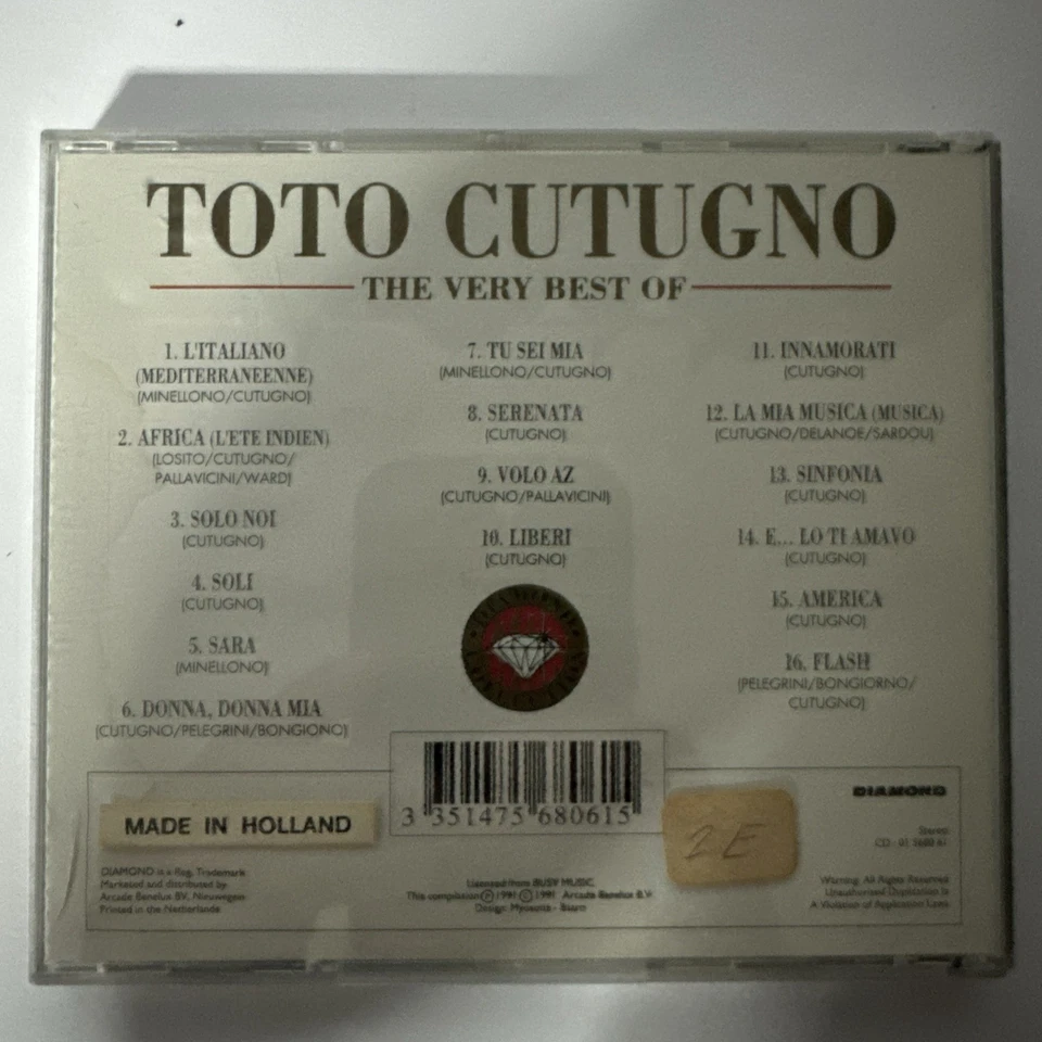 Toto Cutugno The Best of Toto Cutugno (CD, 2007) TreColori Media, VG+ - Image 2 of 4