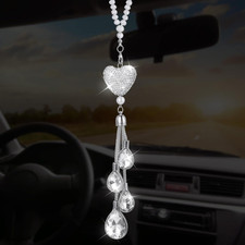 Heart Diamond Car Hanging Bling Pendant, Crystal Rear View Mirror Charms, Interi