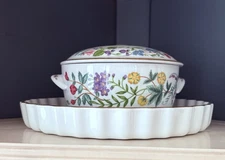 Flowered Vegetables/Chips Server with Covered Dish for Dips and Salads