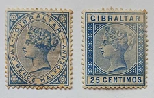 1886 Gibraltar Victoria stamps Scott 14a and 32